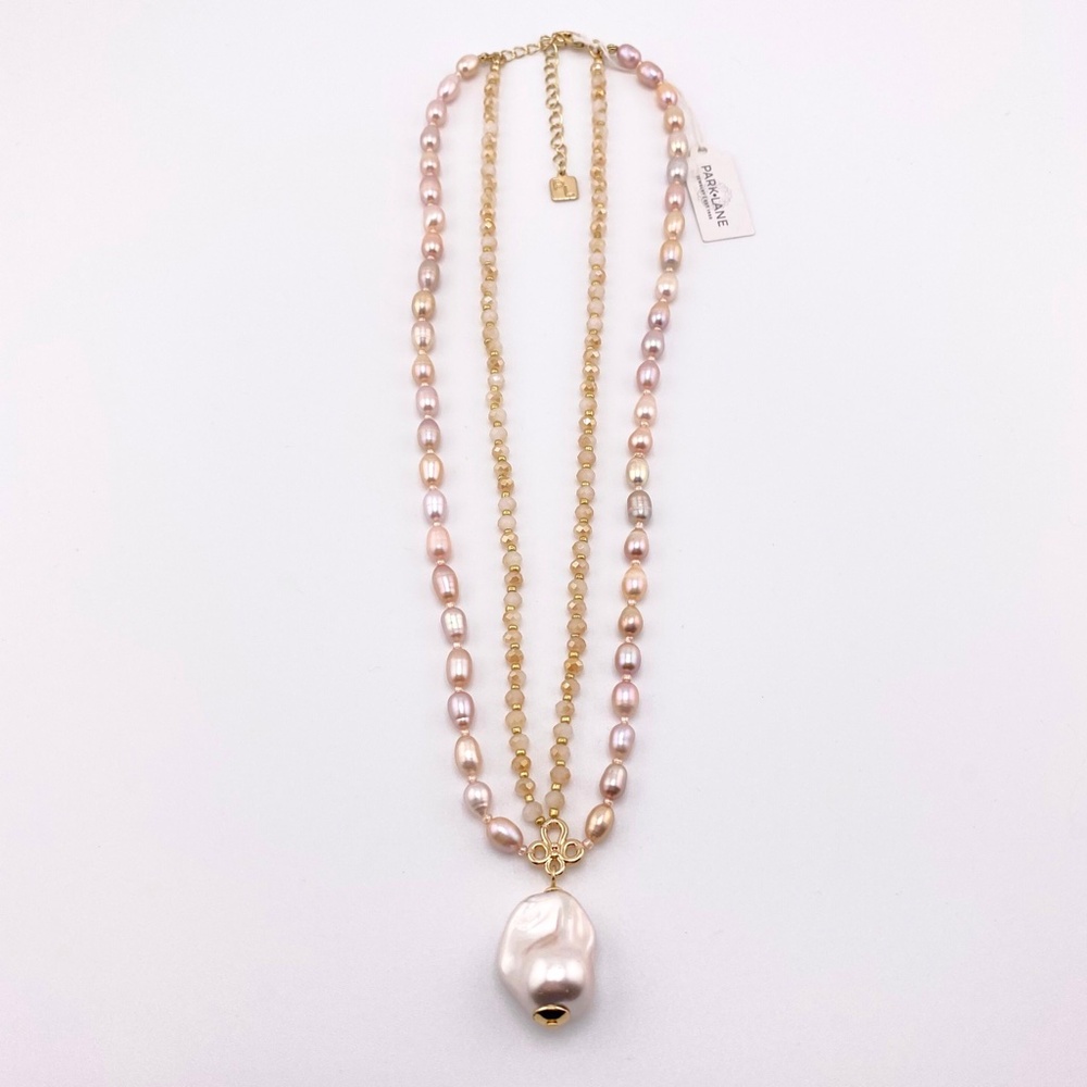 NEW Park Lane Luna Genuine Freshwater Pearls & Glass Pearls Pink Necklace - Picture 8 of 15